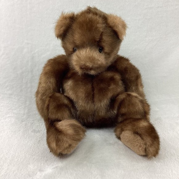 Gund Bear Plush Stuffed Animal Pot Belly Long Soft Brown Fur Plush 14" Soft - Picture 2 of 9